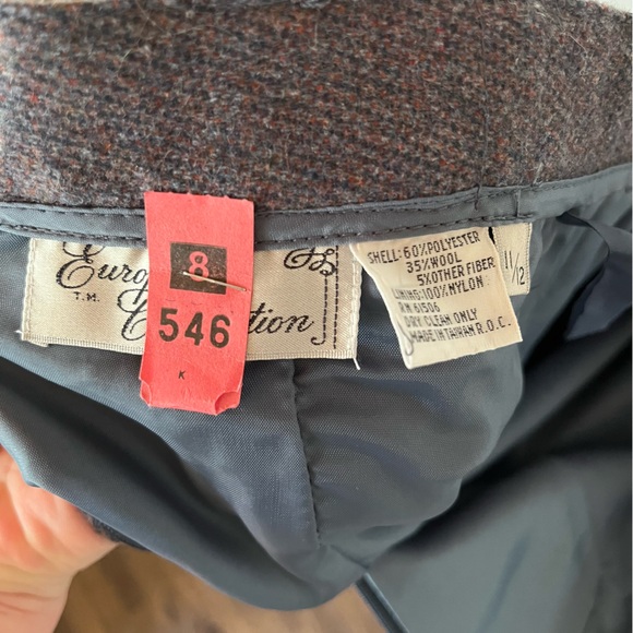 Vintage Purple Suit Matching Skirt and Blazer Coord Set Neck Tie Wool Career - Picture 12 of 12